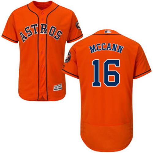 Astros #16 Brian McCann Orange Flexbase Authentic Collection Stitched MLB Jersey - Click Image to Close